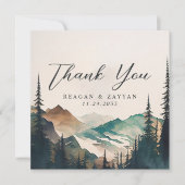 Aquarel Bergen Dennenbos Bruiloft Bedankkaart (Voorkant)