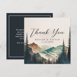 Aquarel Bergen Dennenbos Bruiloft Bedankkaart