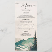 Aquarel Bergen Dennenbos Bruiloft Menu (Voorkant)