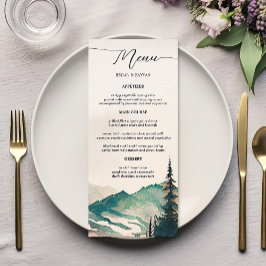 Aquarel Bergen Dennenbos Bruiloft Menu