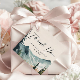 Aquarel Bergen En Dennen Bruiloft Bedankt Bedankjes Labels