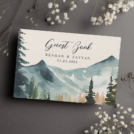 Aquarel Bergen En Dennen Rustieke Trouwdag Gastenboek