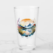 Aquarel berglandschap glas (Voorkant)