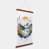Aquarel berglandschap hangend wandkleed (Gebogen)