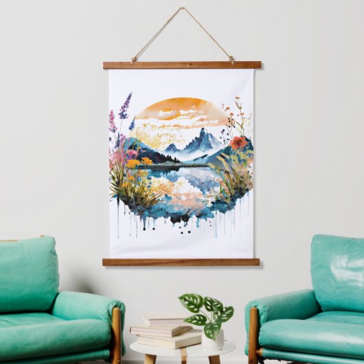 Aquarel berglandschap hangend wandkleed (Woonkamer)
