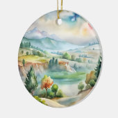 Aquarel Berglandschap Keramisch Ornament (Links)