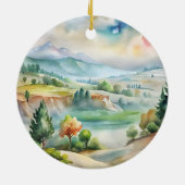 Aquarel Berglandschap Keramisch Ornament (Achterkant)