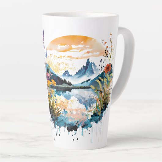 Aquarel berglandschap latte mok (Rechterhoek)
