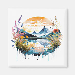 Aquarel berglandschap magneet