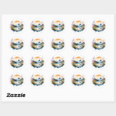 Aquarel berglandschap ronde sticker (Vel)