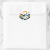 Aquarel berglandschap ronde sticker (Tas)