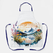 Aquarel berglandschap schort (Voorkant)