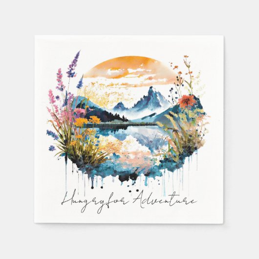 Aquarel berglandschap servet (Voorkant)