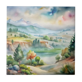 Aquarel Berglandschap Tegeltje