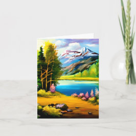 Aquarel bergmeer aanpasbaar kaart