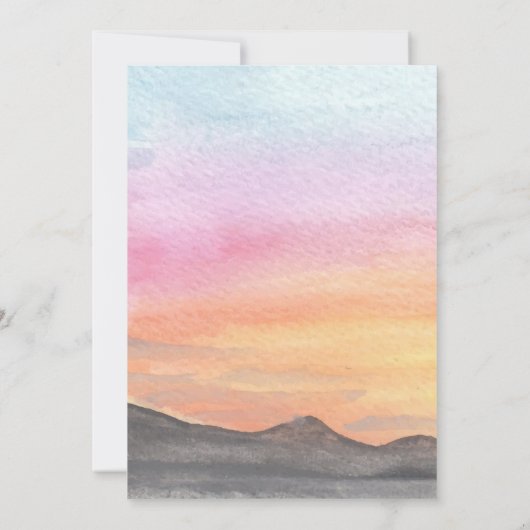 Aquarel Bergmeer Uitzicht Trouwkaart Kaart (Achterkant)