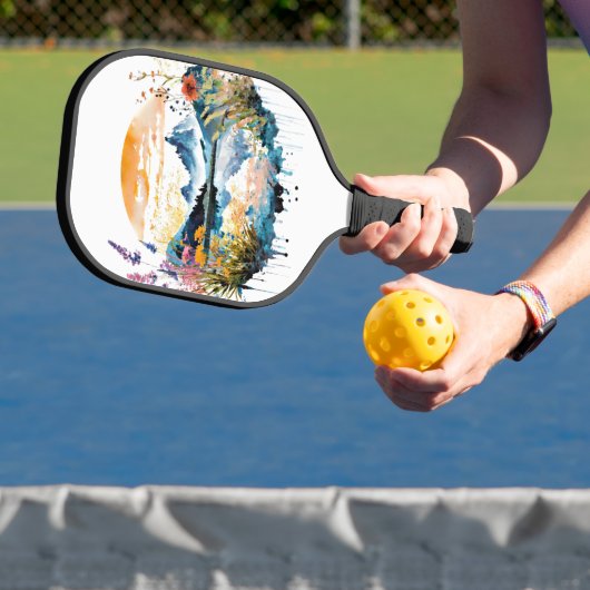 Aquarel bergscène pickleball paddle (Insitu)