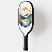 Aquarel bergscène pickleball paddle (Links)