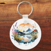 Aquarel bergscène sleutelhanger (Voorkant)