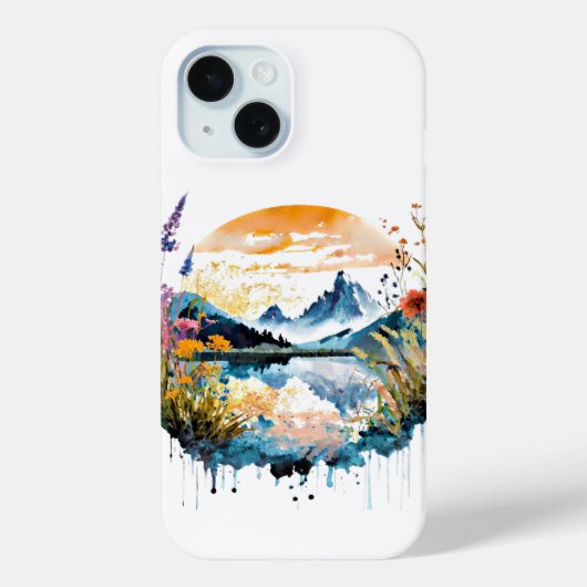 Aquarel bergtafereel Case-Mate iPhone case (Achterkant)