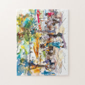 Aquarel Berlijn Mitte Zomer Dans Avond Legpuzzel (Verticaal)