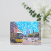 Aquarel Berlijn. Straatwagen bij Hackescher Markt. Briefkaart (Staand voorkant)