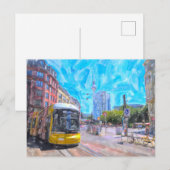 Aquarel Berlijn. Straatwagen bij Hackescher Markt. Briefkaart (Voorkant / Achterkant)