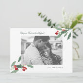 Aquarel Bessen Bewerkbare Feestelijke Foto Feestdagenkaart (Staand voorkant)