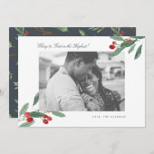 Aquarel Bessen Bewerkbare Vakantiefoto Feestdagenkaart (Voorkant / Achterkant)