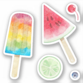 Aquarel bevroren fruit bar en watermeloen vruchten sticker