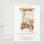 Aquarel Bewegende Vensterbank Potplanten Gezellig Aankondiging (Voorkant / Achterkant)