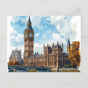 Aquarel Big Ben Westminster Palace Londen Briefkaart