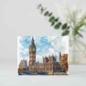 Aquarel Big Ben Westminster Palace Londen Briefkaart (Staand voorkant)