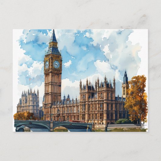 Aquarel Big Ben Westminster Palace Londen Briefkaart (Voorkant)