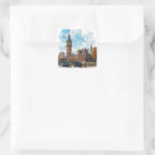 Aquarel Big Ben Westminster Palace Londen Vierkante Sticker (Tas)