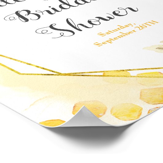 Aquarel Bij Bruiloft Feest Welkom Bord Poster (Hoek)