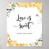 Aquarel bijen honingraten Love is sweet Poster (Voorkant)