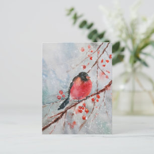 Aquarel Bird Christmas Briefkaart feestelijk