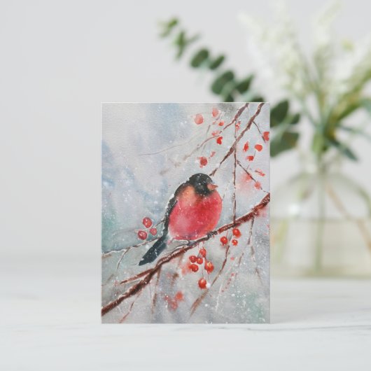 Aquarel Bird Christmas Briefkaart | feestelijk (Staand voorkant)
