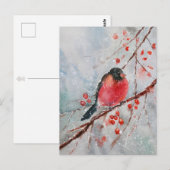 Aquarel Bird Christmas Briefkaart | feestelijk (Voorkant / Achterkant)