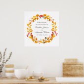Aquarel blad. Welkom bij bosherfst bruiloft Poster (Keuken)