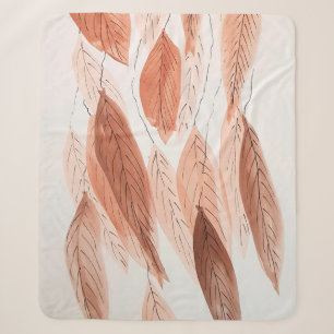 Aquarel Bladeren Bruin Terracotta Beige Blos Sherpa Deken
