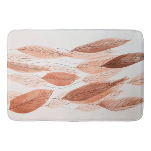 Aquarel Bladeren Bruin Terracotta Beige Grijs Badmat