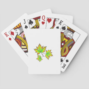 Aquarel bladeren groen geel rood Esdoornblad Pokerkaarten
