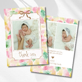 Aquarel Bladeren Mosterd Baby Foto Bedankt Aankondiging