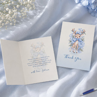 Aquarel Blau Ree Geboorteaankondiging Dankkaart Bedankkaart