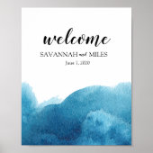 Aquarel Blau Wash Welkom Aanpasbare Poster (Voorkant)