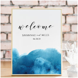 Aquarel Blau Wash Welkom Aanpasbare Poster
