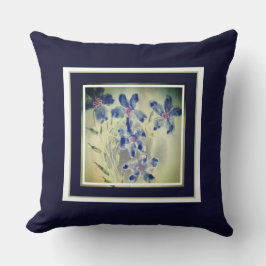 Aquarel Blauw Bloemaccent Kussen