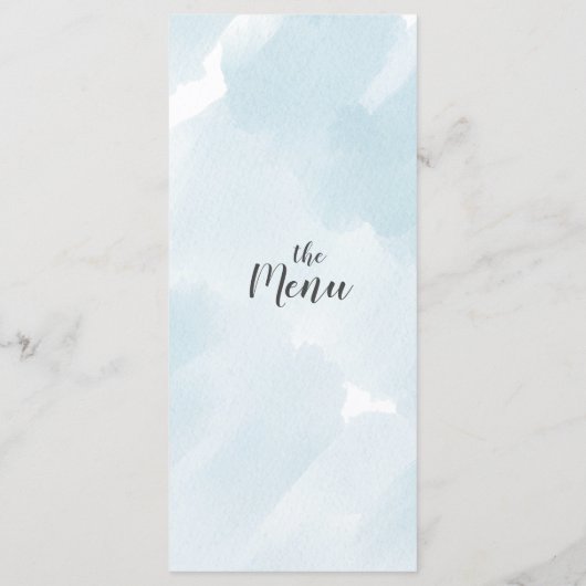 Aquarel Blauw Eenvoudig Party Menu (Achterkant)